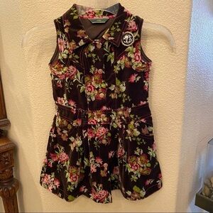 OILILY Brown Floral Velvet Dress Size 104 (4Y)